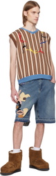 KidSuper Brown Embroidered Figures Knit Sweater