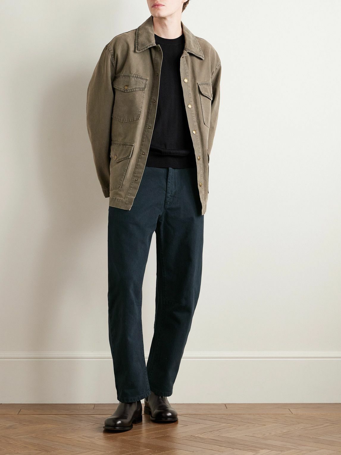 Nili Lotan - Emir Straight-Leg Cotton-Blend Twill Trousers - Blue