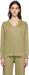 missing you already Green Linen Relax Pullover