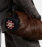 Moncler Embroidered leather-trimmed clutch