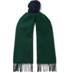LOEWE - Window Logo-Embroiderd Colour-Block Wool and Cashmere-Blend Scarf - Blue