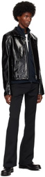 Courrèges Black Zipped Vinyl Biker Jacket