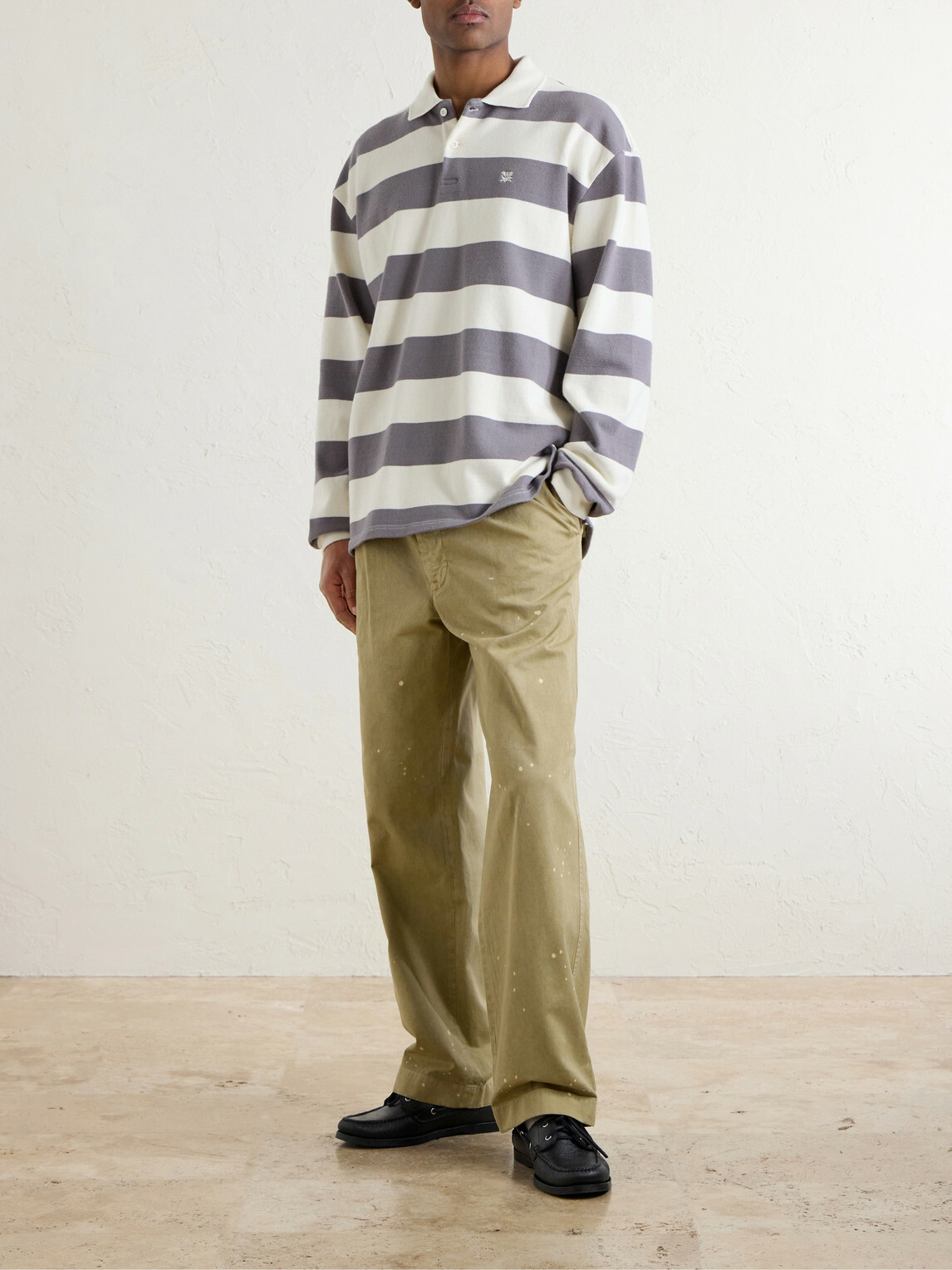 Aimé Leon Dore - Striped Cotton-Jersey Polo Sweater - Gray