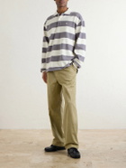 Aimé Leon Dore - Striped Cotton-Jersey Polo Sweater - Gray
