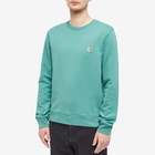 Maison Kitsuné Men's Fox Head Patch Regular Crew Sweat in Teal Grey