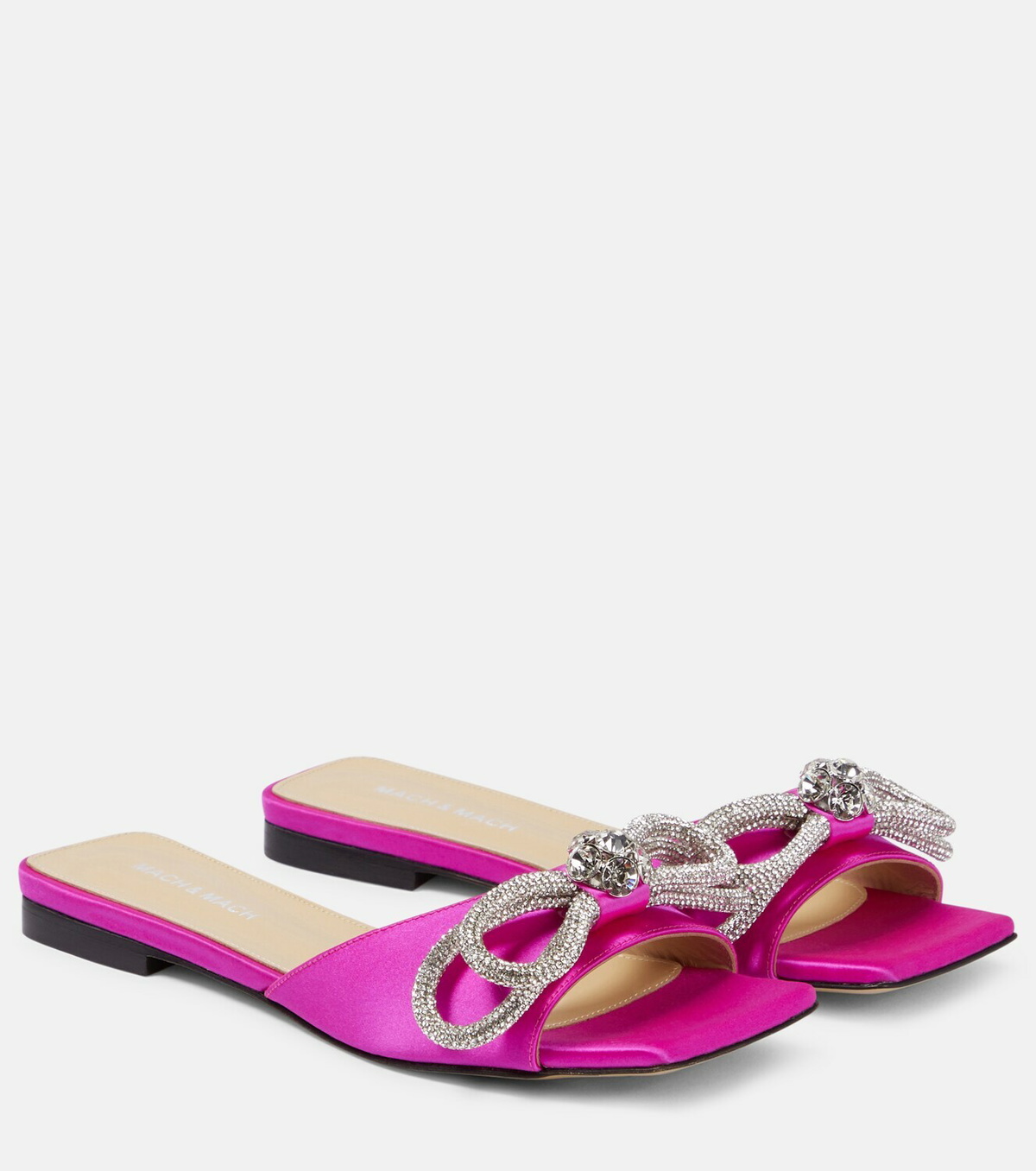 Mach & Mach Double Bow embellished satin mules MACH & MACH