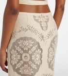 Valentino Floral cotton-blend midi skirt