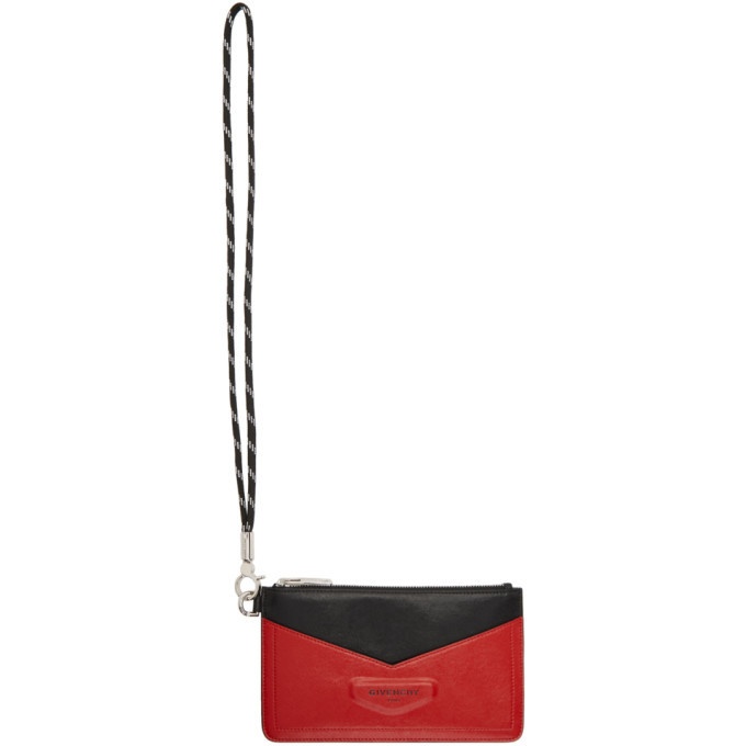 Photo: Givenchy Black and Red Two-Tone Neck Pouch Card Holder