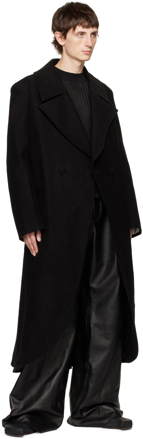 AARON ESH Black Pleated Leather Trousers