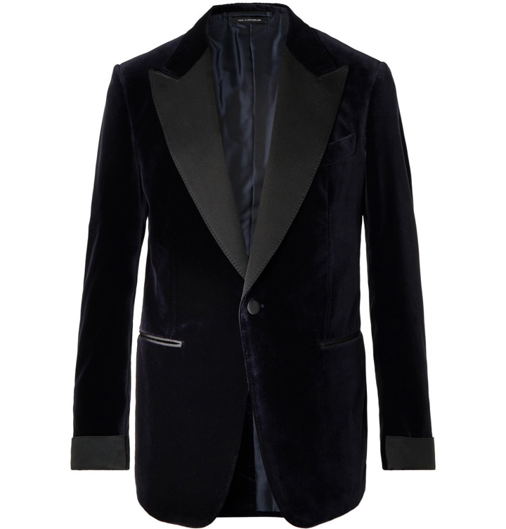 Photo: TOM FORD - Shelton Slim-Fit Cotton-Velvet Tuxedo Jacket - Blue