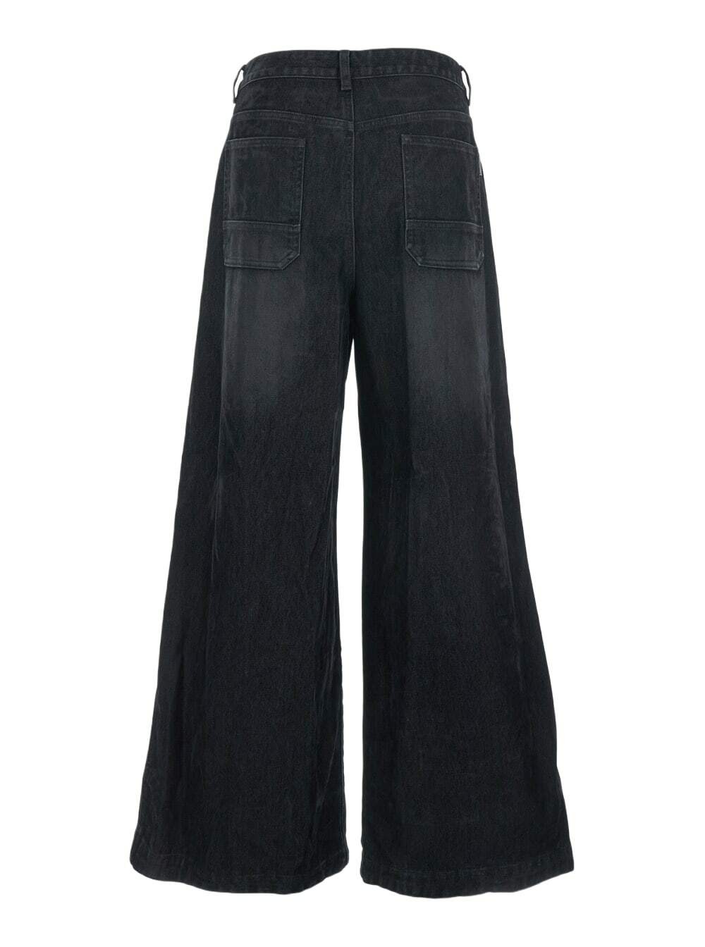 Juun.J Black Jeans With Faded Effect And Wide Legi N Denim Man