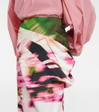 Dries Van Noten - Satin printed high-rise midi skirt