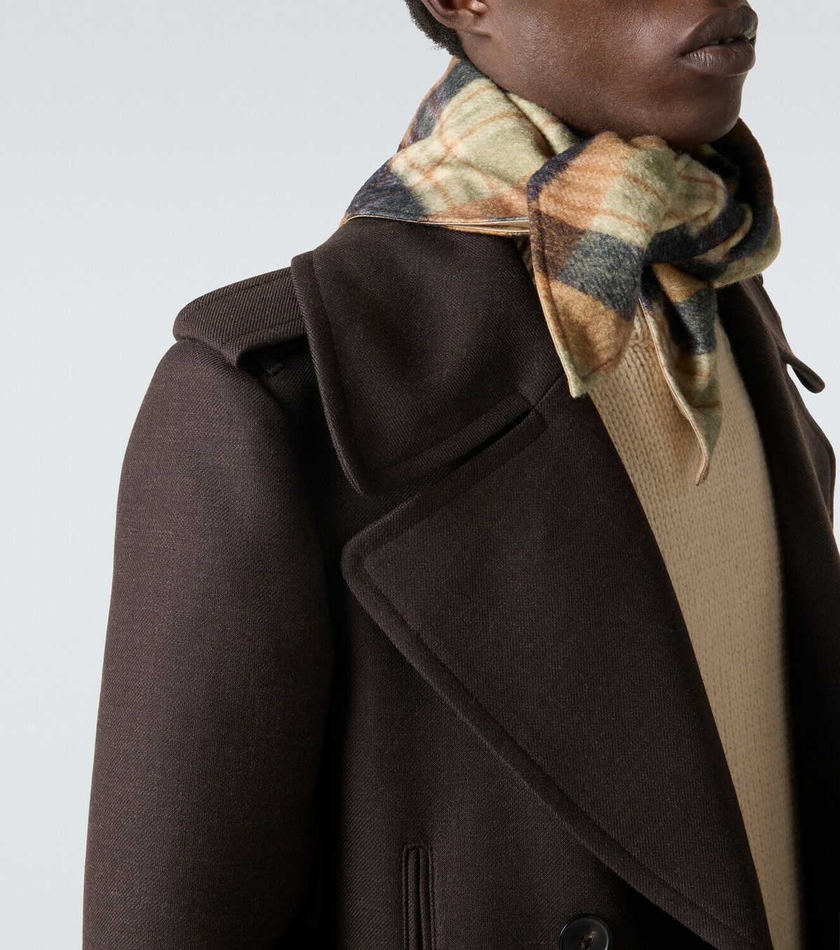 DRIES VAN NOTEN Size 6 Bronze & Brown Silk Double Breasted Belted Coat
