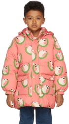 Mini Rodini Kids Pink Polar Bear Heavy Puffer Jacket