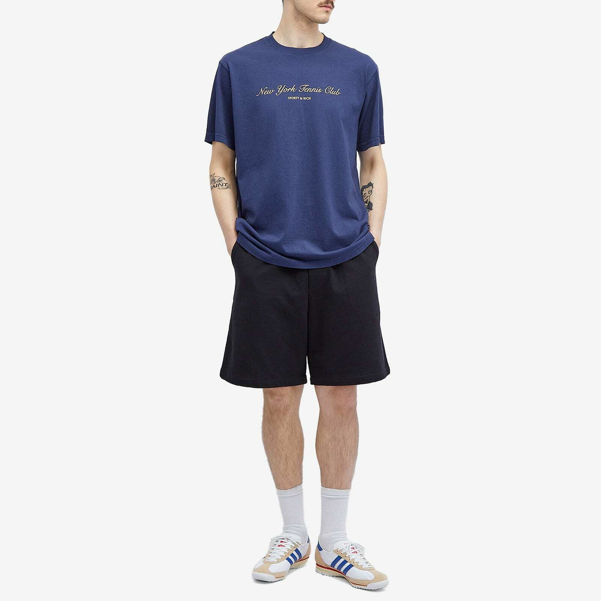 Sporty & Rich Men's NY Tennis Club T-Shirt in Navy/Gold