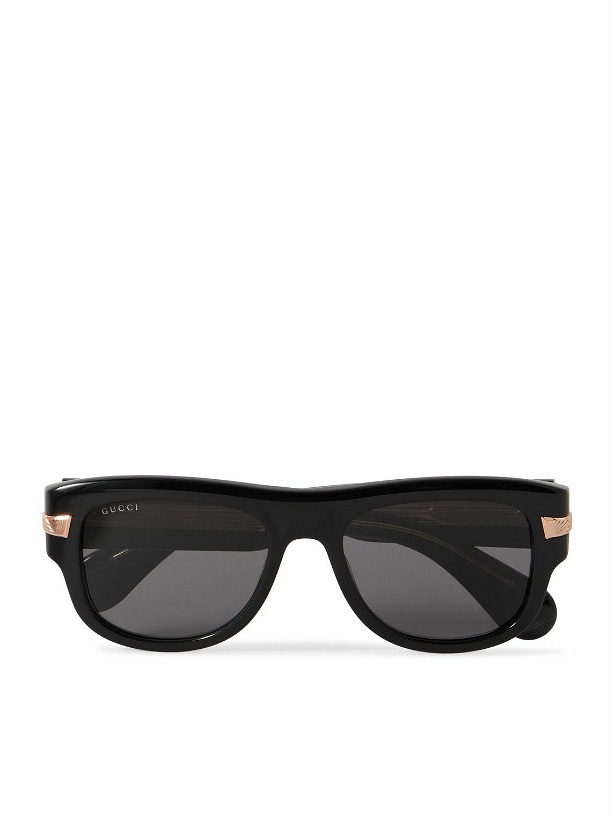 Photo: Gucci Eyewear - Square-Frame Acetate and Gold-Tone Sunglasses