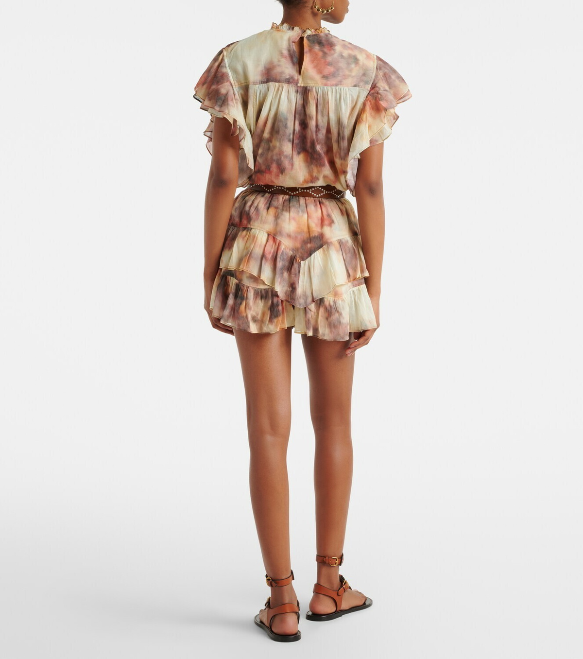 Marant Etoile Jocadia printed ruffled cotton skort