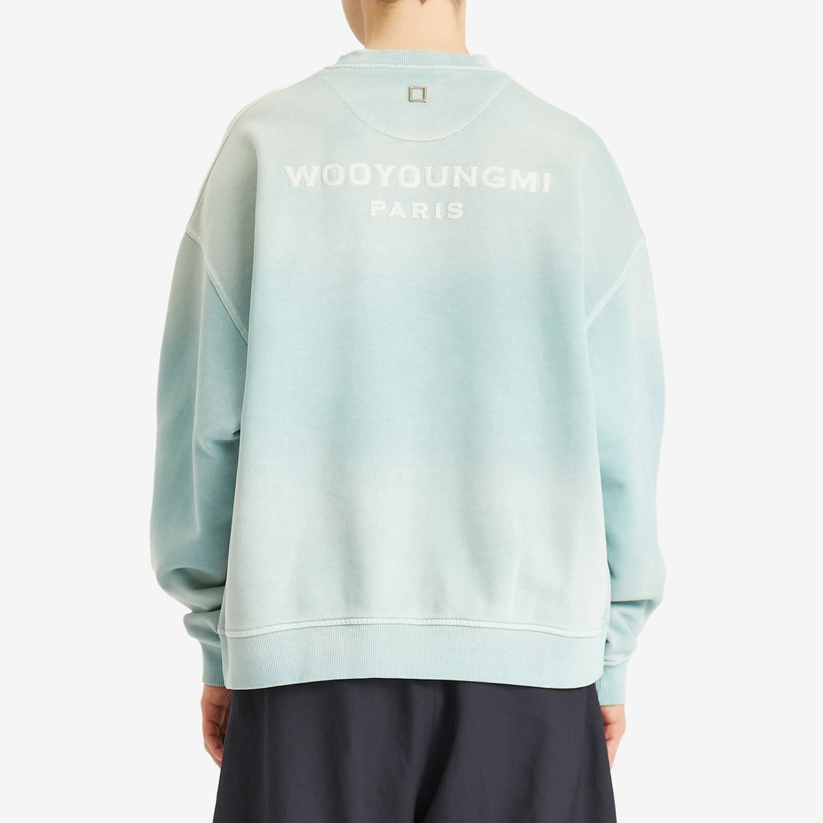Wooyoungmi Men's Washed Back Logo Sweatshirt in Mint Wooyoungmi