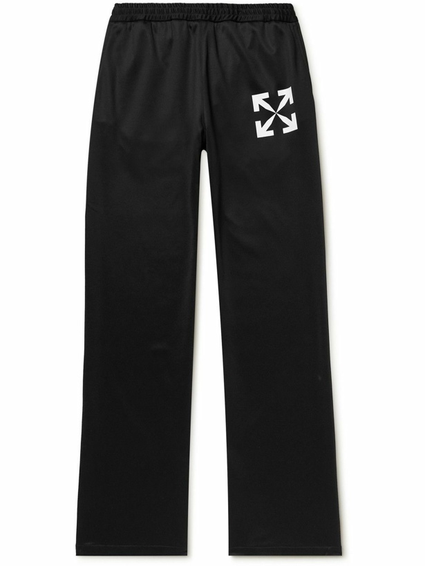 Photo: Off-White - Straight-Leg Logo-Print Satin-Jersey Sweatpants - Black