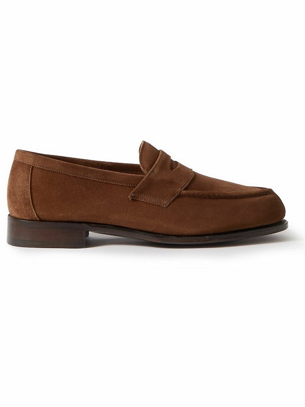 Photo: George Cleverley - Cannes Suede Penny Loafers - Brown