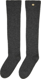 GANNI Gray Wool Mix High Socks