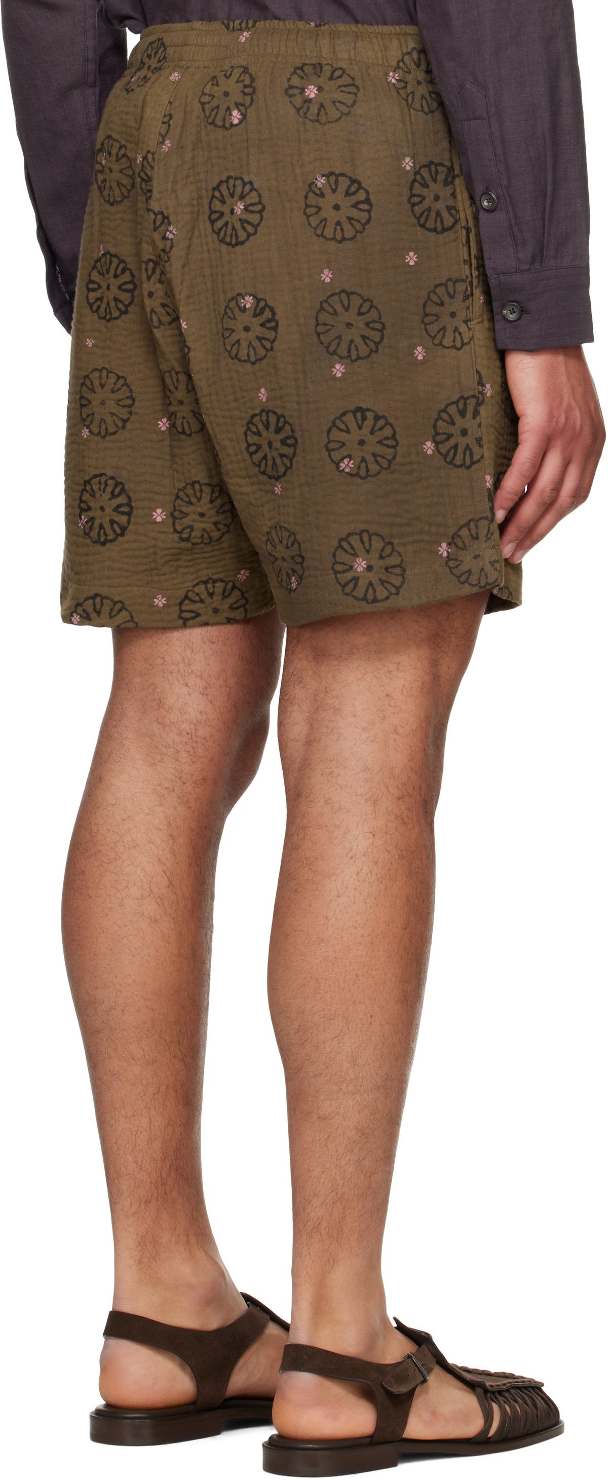 Kartik Research SSENSE Exclusive Brown Blockprint Kantha Shorts