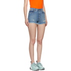 Stella McCartney Blue Denim Frayed Shorts