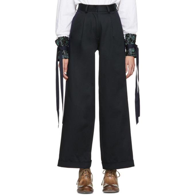 Photo: Ovelia Transtoto Black and Navy Cooper Chino Trousers