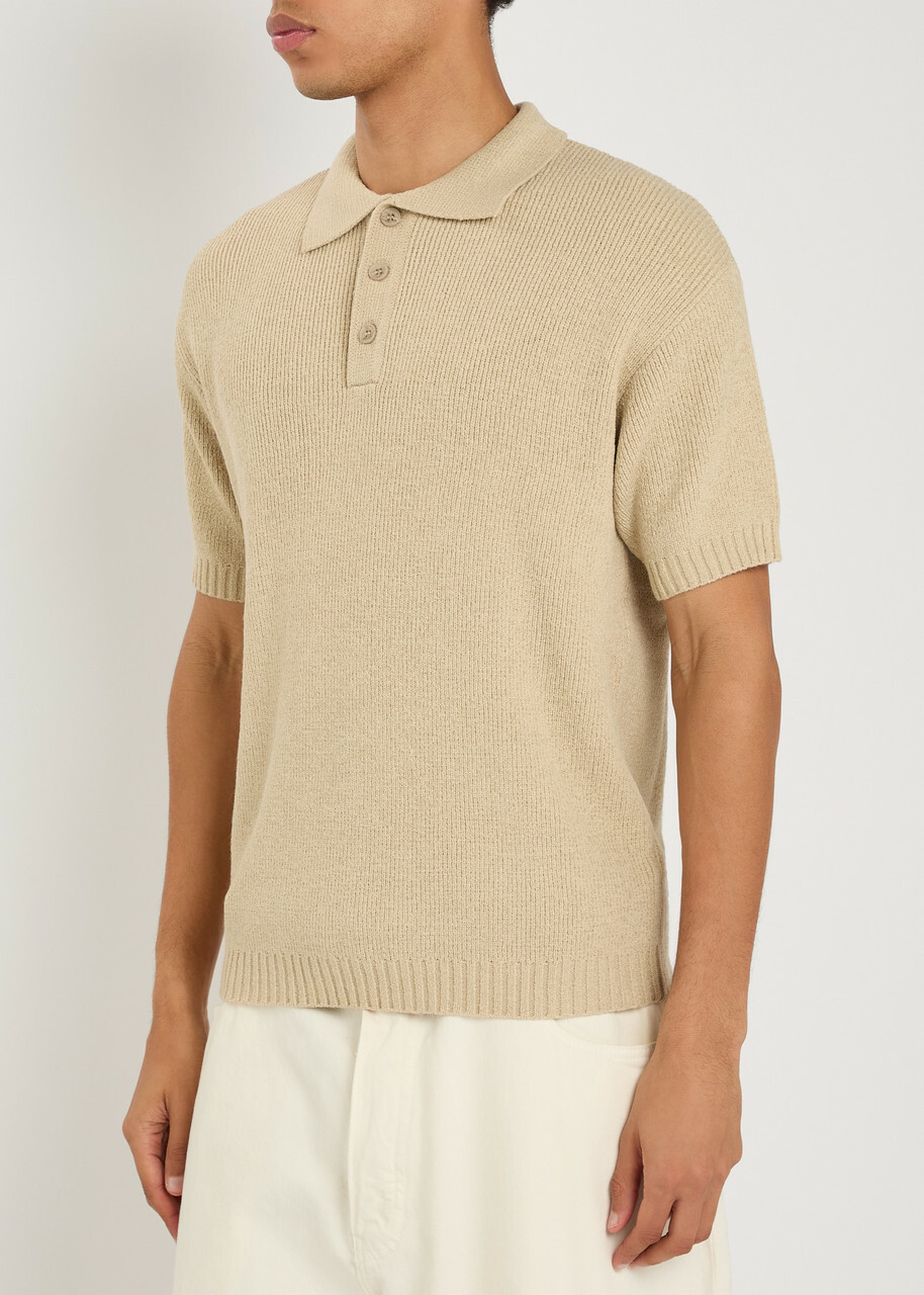 Raith Sorelle Ribbed Knit Polo Shirt Sand