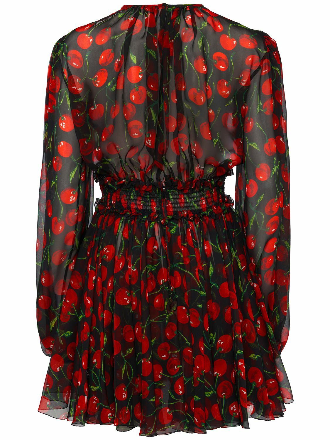 DOLCE & GABBANA - Cherry Print Silk Chiffon Mini Dress Dolce