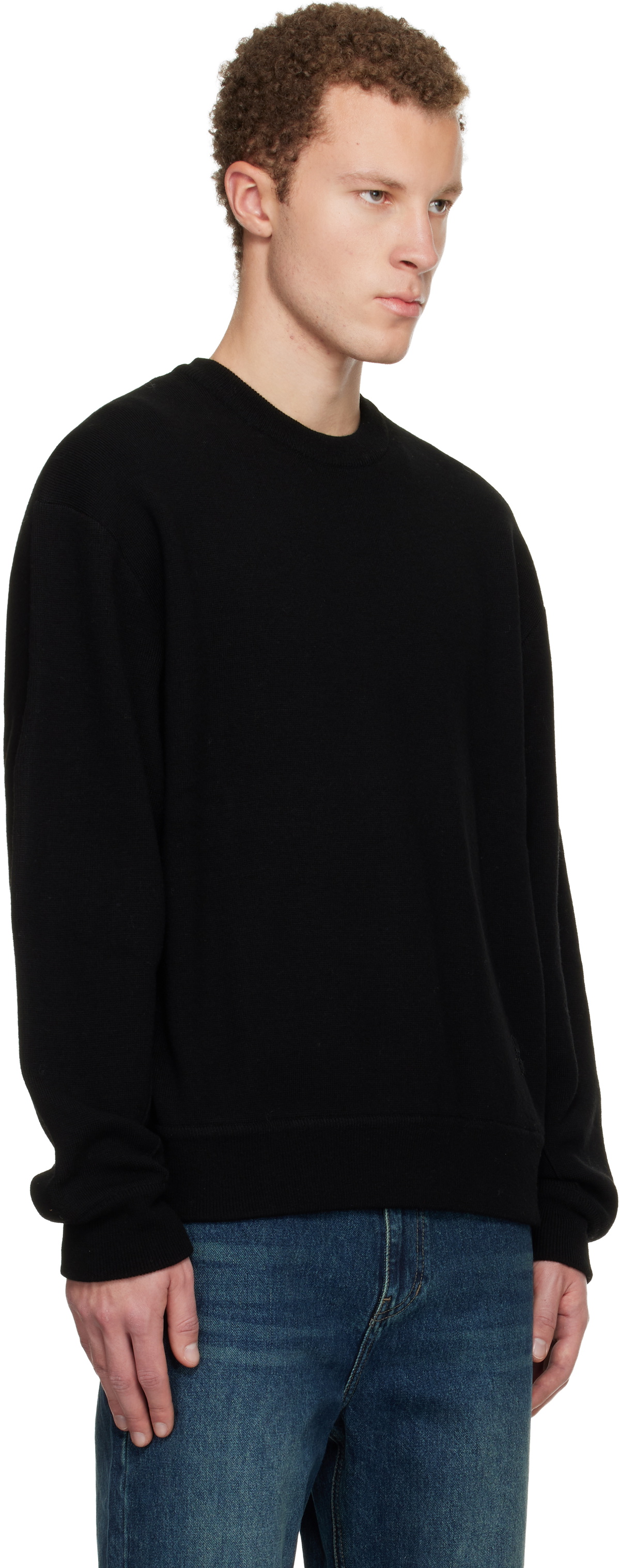 WOOYOUNGMI Black Round Neck Sweater