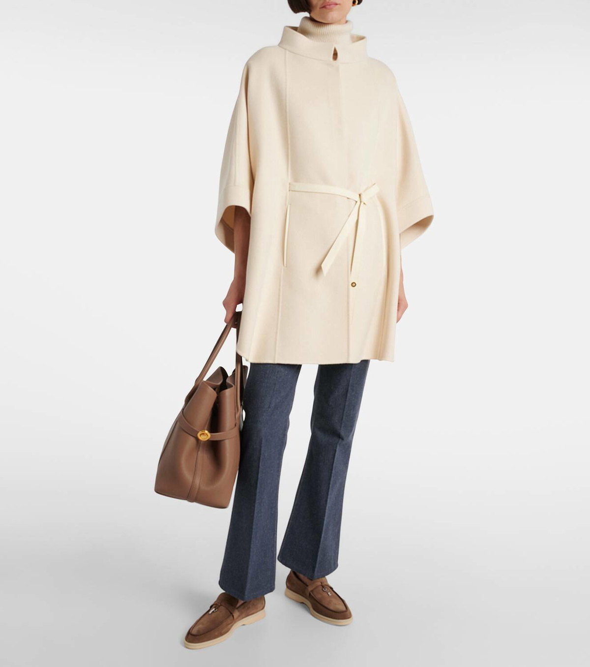Loro Piana Salzburg leather-trimmed cashmere cape Loro Piana