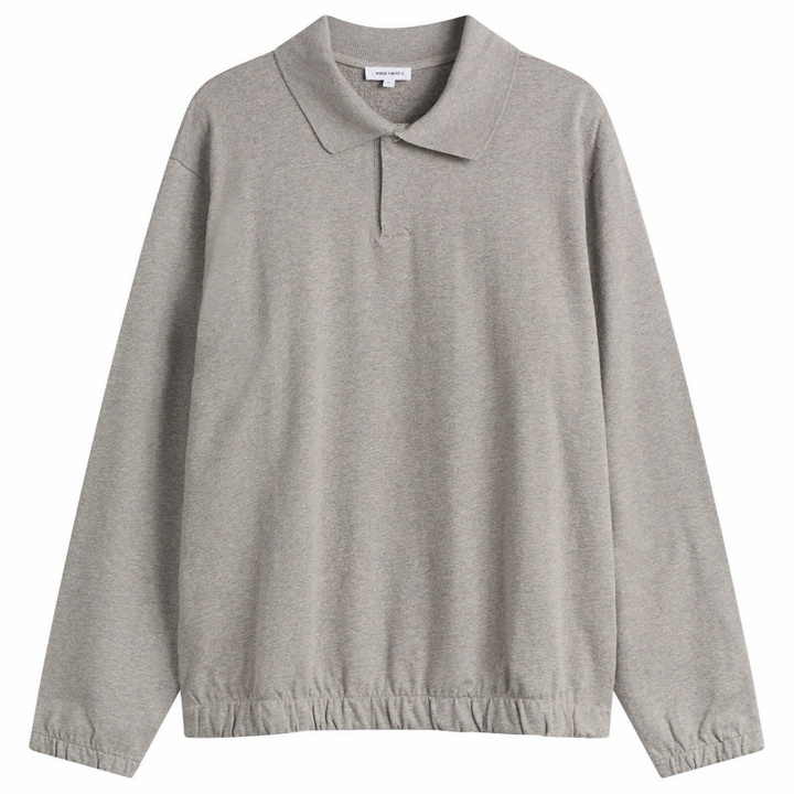 Photo: Norse Projects Men's Sylane Relaxed Jersey Polo in Grey Melange
