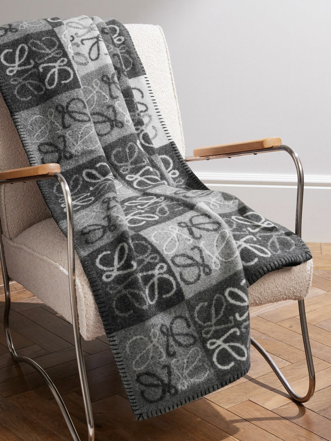 Photo: LOEWE - Anagram Leather-Trimmed Wool and Cashmere-Blend Throw