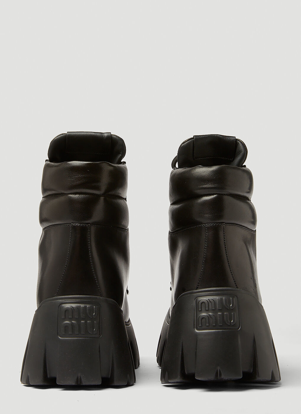 Lace Up Platform Ankle Boots in Black Miu Miu