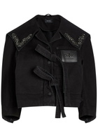 Simone Rocha Crystal-embellished Cropped Denim Jacket Black
