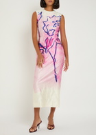 Erdem Printed Crinkled Satin Midi Dress Multi Print