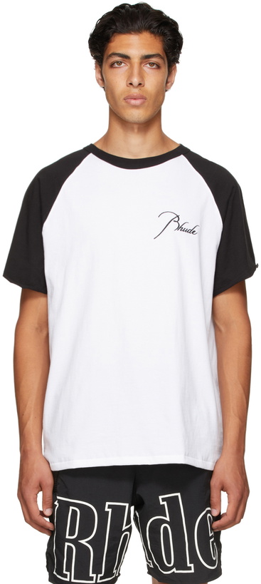 Photo: Rhude Black & White Raglan Logo T-Shirt