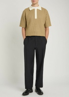 Jil Sander Striped Cotton-knit Polo Shirt Dark Brown