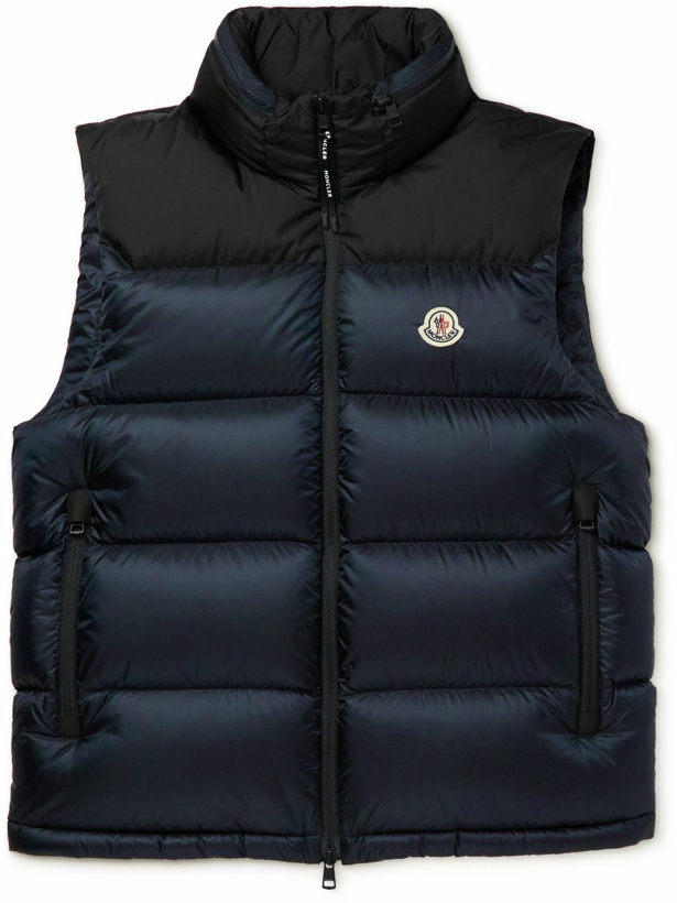 Photo: Moncler - Ophrys Logo-Appliquéd Colour-Block Quilted Shell and Ripstop Down Gilet - Blue