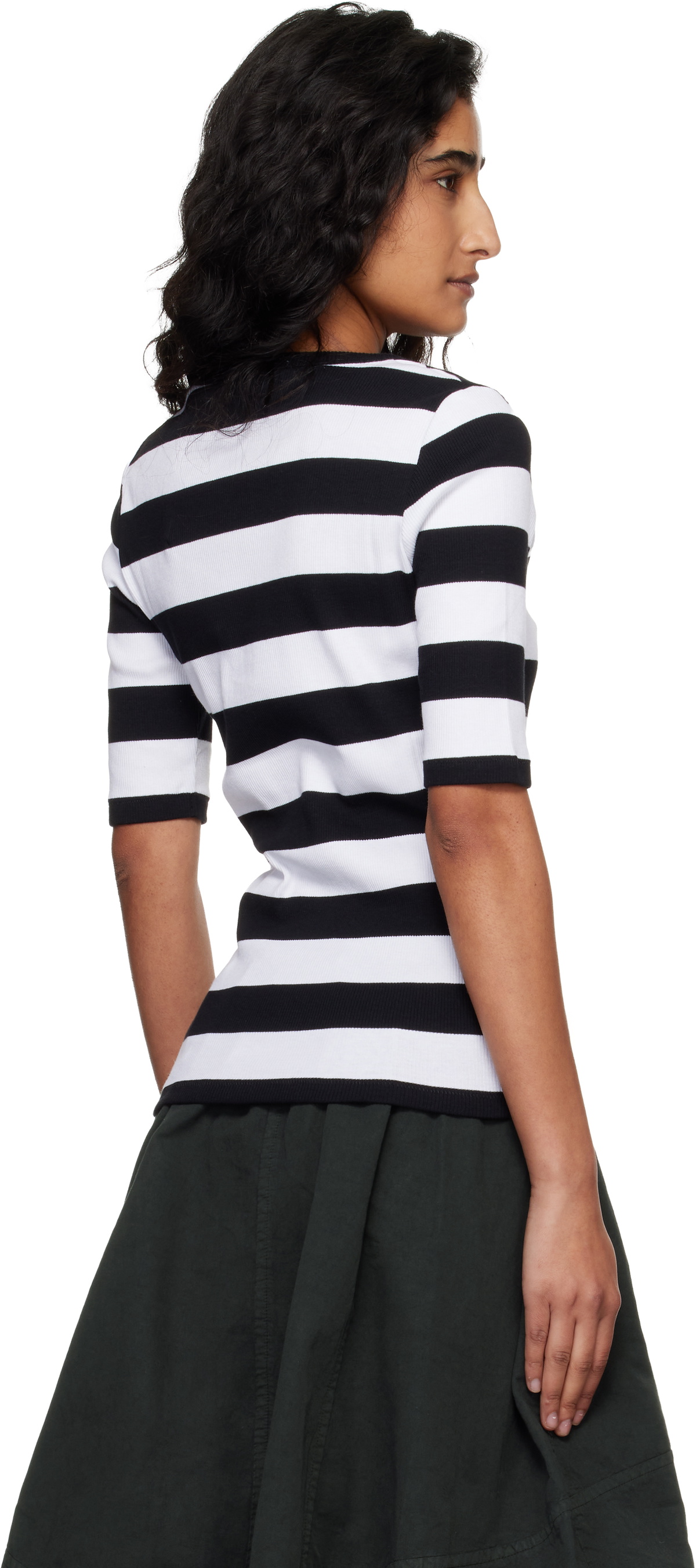 YMC White & Black Striped T-shirt