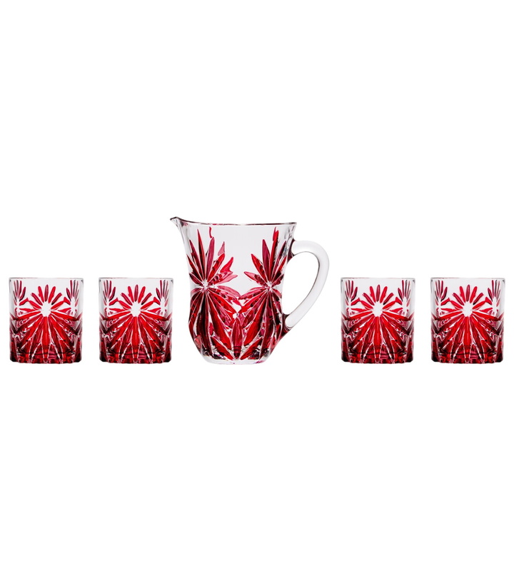 Photo: Les-Ottomans Set of 4 floral crystal tumblers and jug