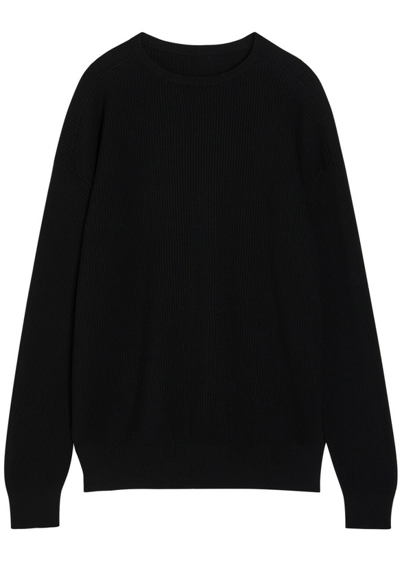 Photo: Rick Owens Jumbo Ribbed Wool Jumper Black