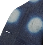 11.11/eleven eleven - Mandarin-Collar Tie-Dyed Wool Blazer - Blue