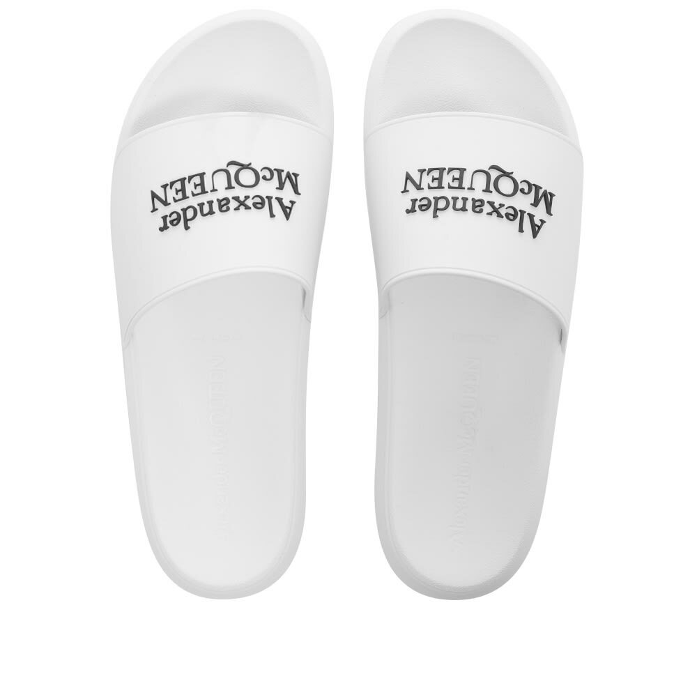 サンダル alexander mcqueen White Logo Pool Slides in Rubber Alexander McQueen Men's Rubber Logo Pool Slide in White