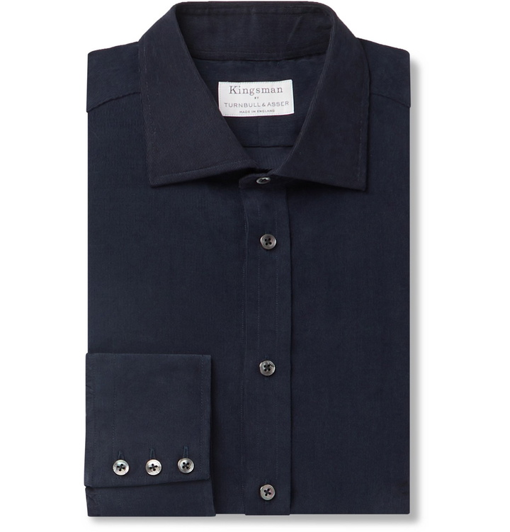 Photo: Kingsman - Turnbull & Asser Navy Cotton-Corduroy Shirt - Blue