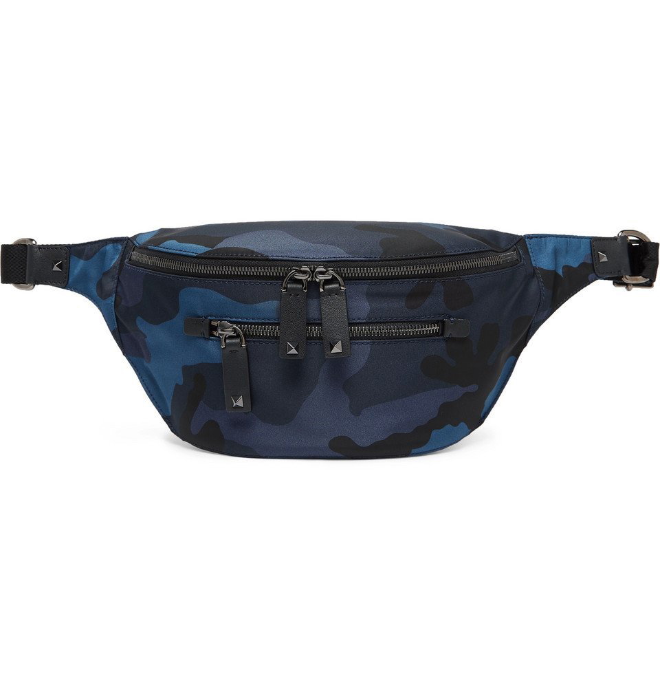 ækvator redaktionelle Parcel Valentino - Camouflage-Print Nylon Belt Bag - Men - Navy Valentino
