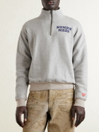 Human Made - Logo-Print Cotton-Jersey Half-Zip Sweatshirt - Gray