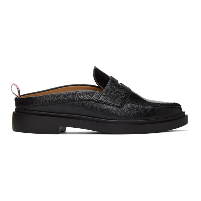 Photo: Thom Browne Black Lightweight Sole Slip-On Penny Loafers