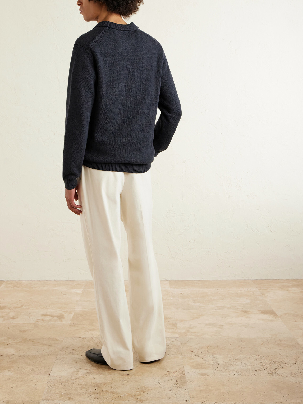Eleventy - Cotton and Silk-Blend Polo Sweater - Blue
